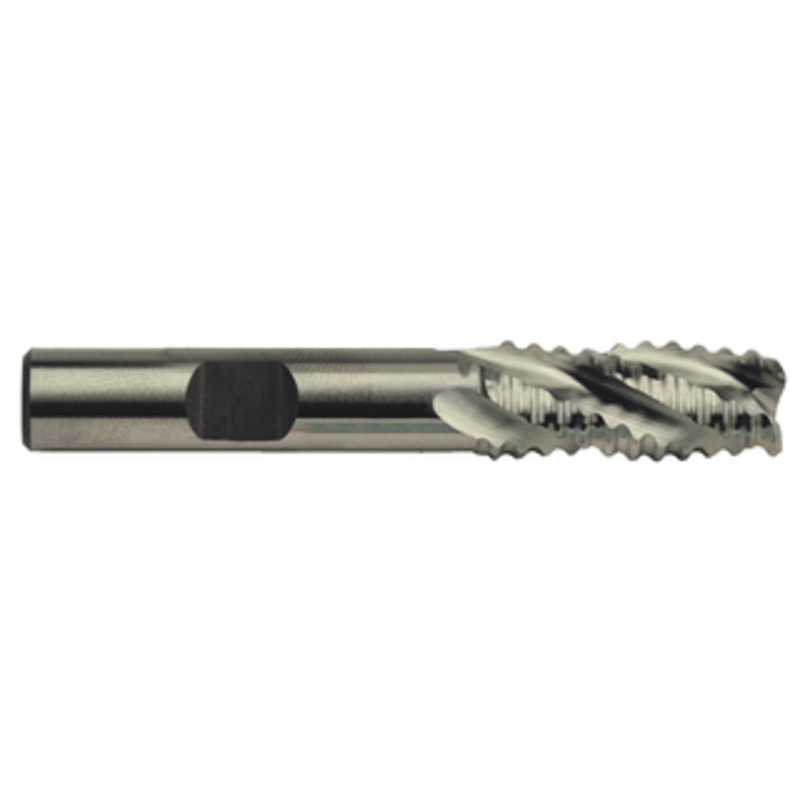 Niagara Cutter 4 Flute M42 8% Cobalt Roughing Single End Mill, 9/16 Size, 1/2 Shank Diameter, 1-3/8 Length of Cut, 3-3/8 Overall Length