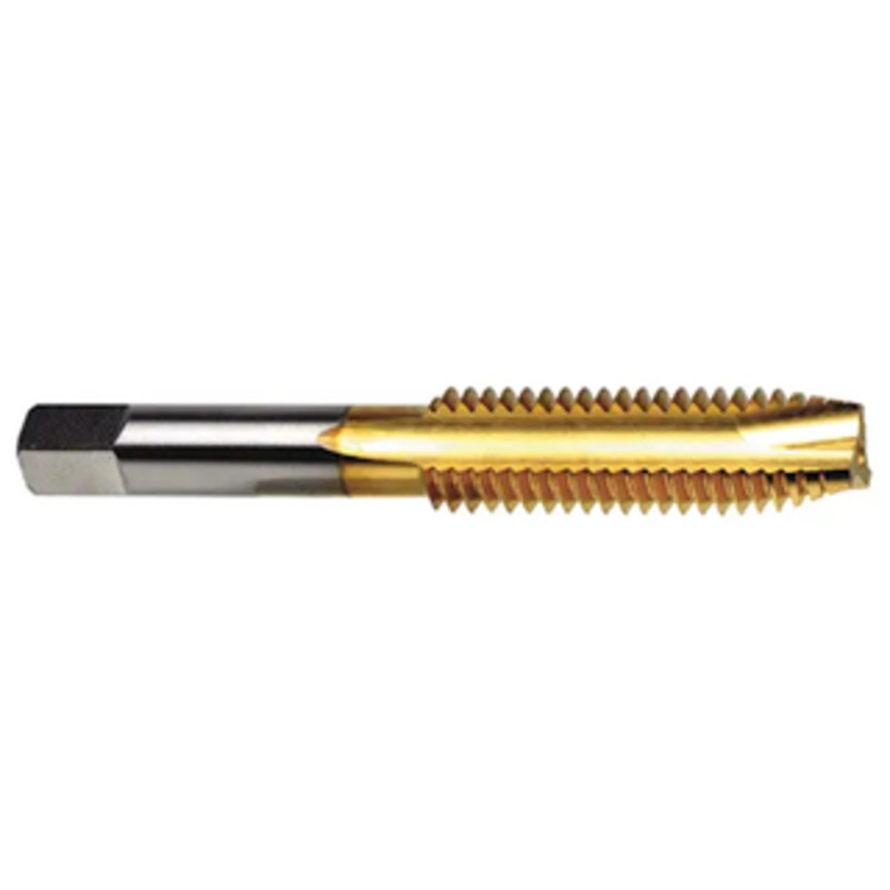 Precise 2 Flute H.S.S. TiN Coated Spiral Pointed Economy Plug Tap, #4-40 Size, H2 Thread Limit