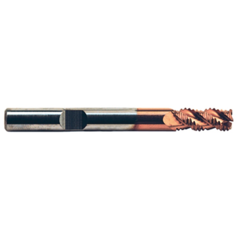 Precise Trijet-45 3 Flute M42 8% Cobalt Metric TiCN Coated Roughing Single End Mill, 12mm Shank, Length of Cut 26mm, 83mm OAL