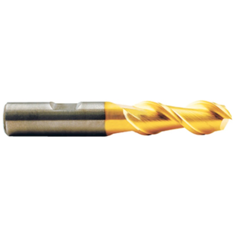 Weldon Ski-Kut 2 Flute H.S.S. TiN Coated Roughing End Mill, 3/4 Size, 3/4 Shank Diameter, 1-5/8 Length of Cut, 3-7/8 Overall Length