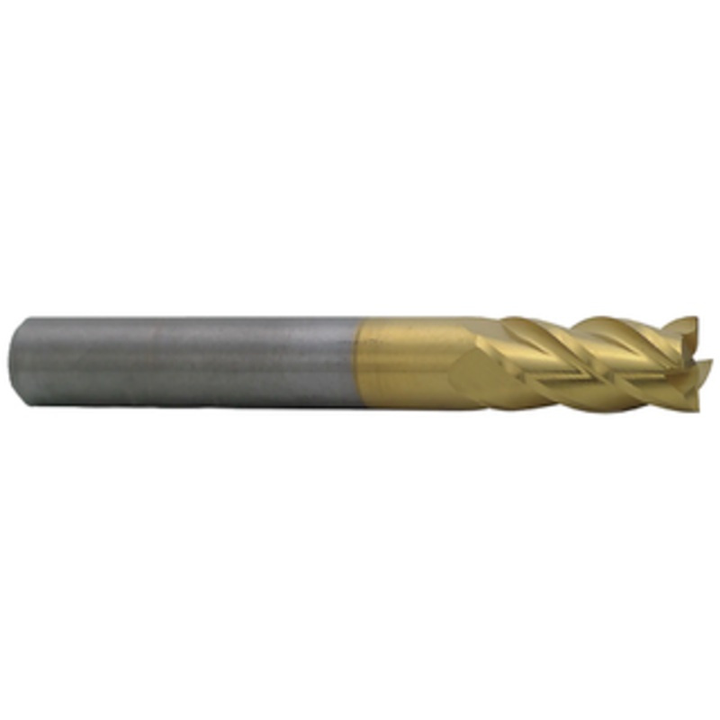 M.A. Ford 4 Flute Micrograin Solid Carbide TiN Coated Single End Mill, 1/2 Size & Shank Diameter, 1 Length of Cut, 3 Overall Length