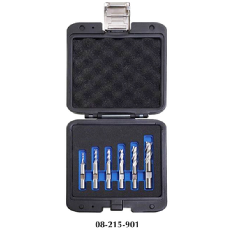 Precise 6 Piece 3/8 Shank M42 Cobalt 4 Flute Single End Mill Set D41-ST