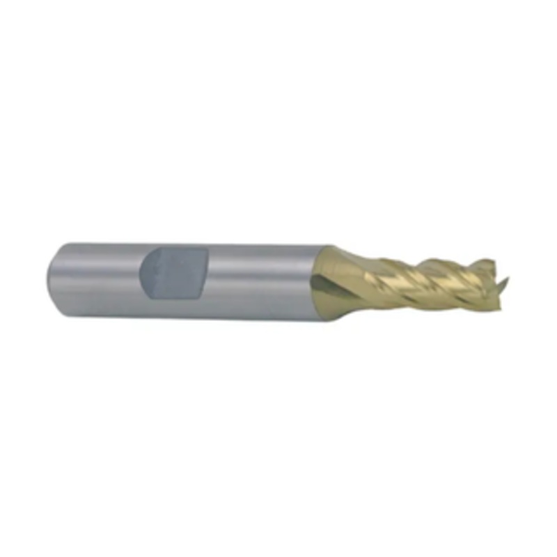 Weldon Tool M42 8% Cobalt TiN Coated 4 Flute Single End Mill, 3/16 Size, 3/8 Shank Diameter, 1/2 Length of Cut, 2-3/8 Overall Length