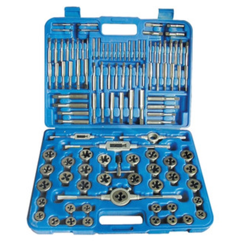 High Speed Steel Tap & Die Set TDS-9596, 110 Piece, #4 Thru 3/4, M6 Thru M18 & NPT