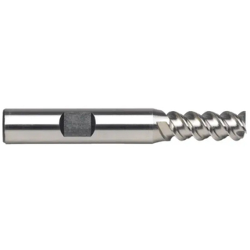 Precise M42 8% Cobalt 3 Flute 60 High Helix Single End Mill, 1/4 Size, 3/8 Shank Diameter, 5/8 Length of Cut, 2-7/16 Overall Length