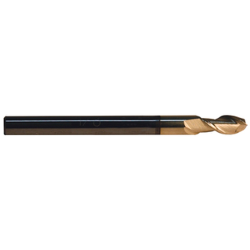 Promax 2 Flute Solid Carbide ZrN Coated Single End Mill, 1/2 Size & Shank Diameter, 3 Length of Cut, 6 Overall Length