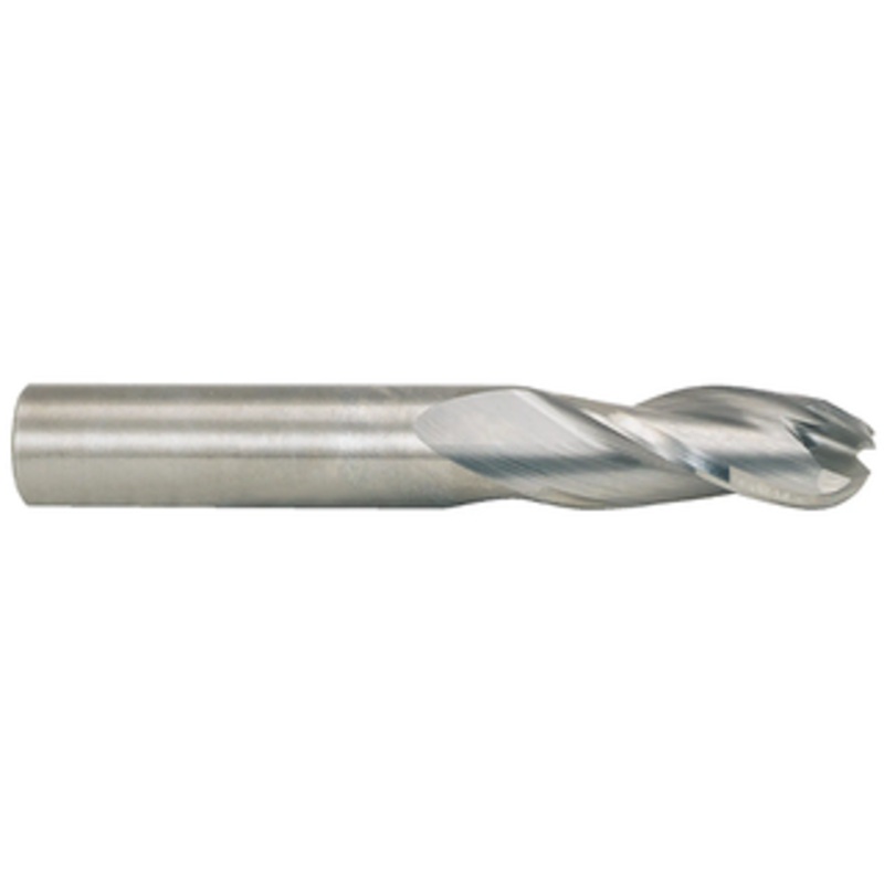 RobbJack 3 Flute Regular Length Tuffy Solid Carbide Ball Single End Mill, 3/32 Size, 1/8 Shank Diameter, 3/8 Length of Cut, 1-1/2 Overall Length