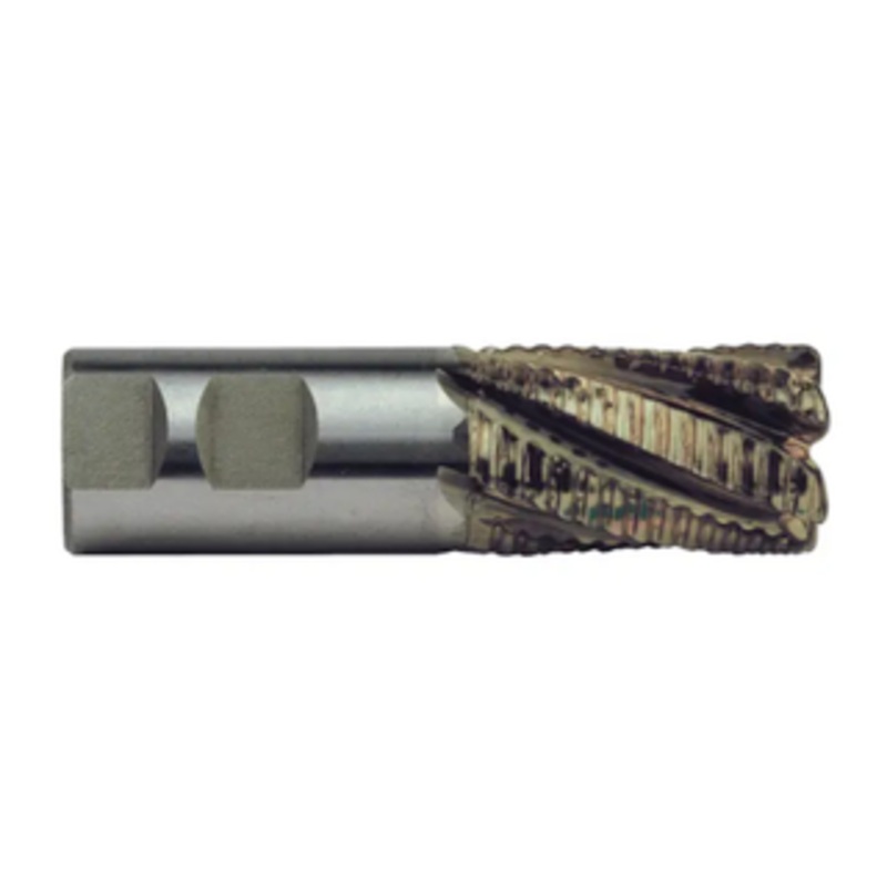 Precise 6 Flute Coarse Round Tooth M42 8% Cobalt Roughing Single End Mill, 1-1/4 Size, 1-1/4 Shank Diameter, 4 Length of Cut, 6-1/2 Overall Length