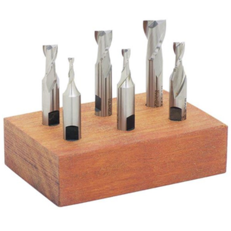 Precise 6 Piece 3/8 Shank HSS 2 Flute Single End Mill Set D12-024