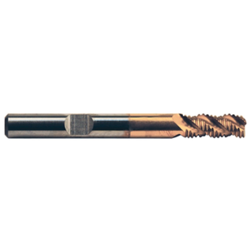 Precise Trijet-45 3 Flute M42 8% Cobalt Metric TiN Coated Roughing Single End Mill, 12mm Shank, Length of Cut 26mm, 83mm OAL