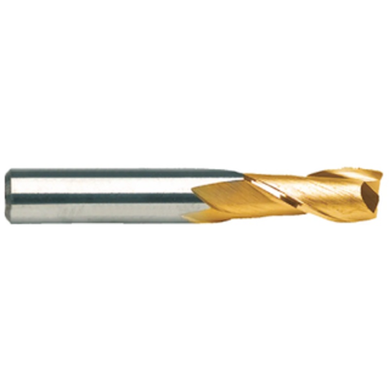 Rushmore USA 2 Flute Micrograin Solid Carbide TiN Coated Single End Mill, 7/32 Size, 1/4 Shank Diameter, 5/8 Length of Cut, 2-1/2 Overall Length