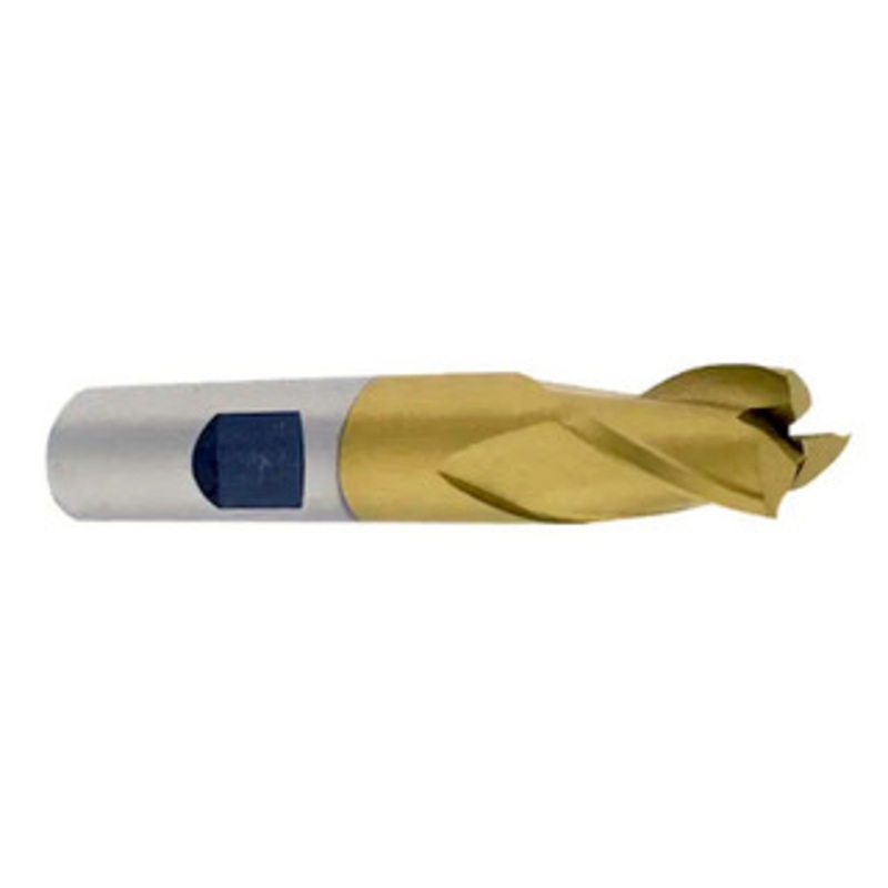 Precise 3 Flute TiN Coated M42 8% Cobalt CNC Single End Mill, 5/16 Size, 3/8 Shank Diameter, 7/16 Length of Cut, 2-1/4 Overall Length